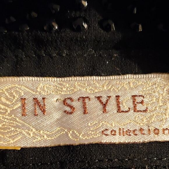 In Style Collection Women's Sheer Rhinestone Black Button Down Shirt Large - Picture 5 of 5